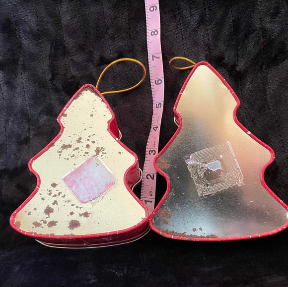 Set of 2 Christmas Holiday Snowman Tin Box Container Ornament 7" - FREE SHIPPING - Picture 4 of 4